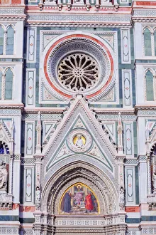 Saint Mary Of The Flower Prints: Saint Mary of the Flower Cathedral facade, Florence, Tuscany, Italy, Europe