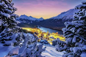 Ski Resort Prints: Saint Moritz, Graubunden canton, Engadin, Switzerland