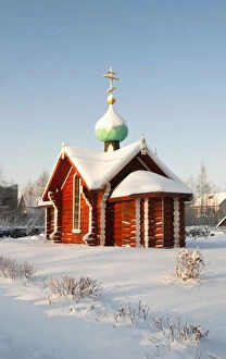 Snowy Gallery: Saint Nicholas chapel in winter, Tikhvin, Leningrad region, Russia