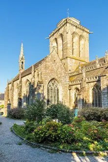 Locronan Prints: Saint-Ronan Church in the old town of Locronan, Finistere, Brittany, France