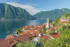 Greenway Del Lago Di Como Prints: Sala Comacina town and lake Como from Greenway del Lago di Como path