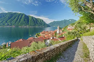 Tracks Prints: Sala Comacina town and lake Como from Greenway del Lago di Como path