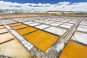Images Dated 22nd April 2022: Salt flats Salinas Del Carmen, Fuerteventura, Canary Islands, Spain