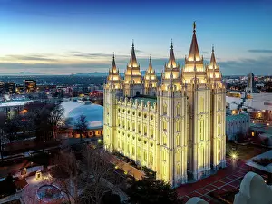 South Western Prints: Salt Lake Temple, Sunset Salt Lake City, Utah, USA