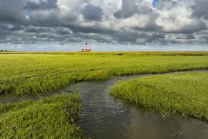 Salt marshLighthouse, Westerhever, Westerheversand, Wadden sea, Eiderstedt, North Frisia Salt marshLighthouse, Westerhever, Westerheversand, Wadden sea, Eiderstedt, North Frisia
