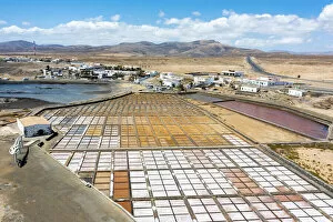 Salt Collection: Salt pans Salinas Del Carmen on coastline, Fuerteventura, Canary Islands, Spain
