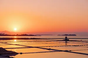 Industry Prints: Salt pans at sunset, Marsala, Sicily, Italy