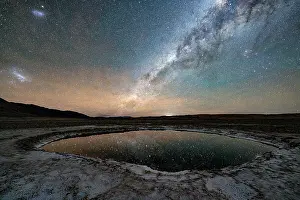 Salt Pond Prints: Salt pond under Milky Way, Ojos del Mar, Tolar Grande, Salta, Argentina