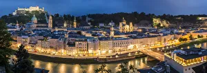 Images Dated 14th October 2013: Salzburg skyline & castle at dusk, Austria