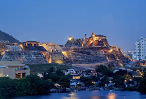 Bolivar Prints: San Felipe Castle at dusk, Cartagena, Bolivar Department, Colombia
