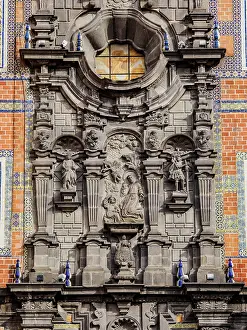 Convent Prints: San Francisco Church, detailed view, City of Puebla, Puebla State, Mexico