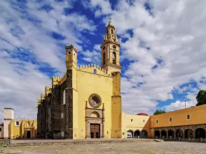 Puebla State Prints: San Gabriel Franciscan Convent, main church, Cholula, Puebla State, Mexico