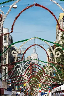 Unites States Of America Prints: San Gennaro decorations in little italy, Manhattan, New York, USA