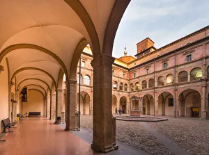 Portico Prints: San Giovanni in Monte portico and courtyard, Renaissence convent of city