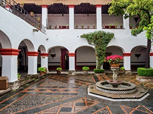 Atrium Prints: San Jacinto Church, interior atrium, San Angel Neighbourhood, Mexico City, Mexico