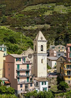 San Lorenzo Prints: San Lorenzo Church Tower, Manarola, Cinque Terre, UNESCO World Heritage Site, Liguria