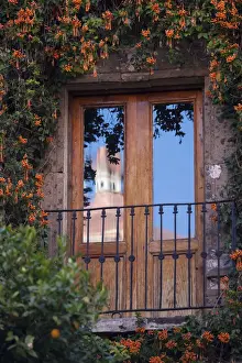San Miguel de Allende; Mexico; An attractive spanish style balcony with the refelction