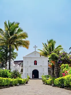 Central Park Prints: San Pedro Church at the Central Park, San Pedro La Laguna, Solola Department, Guatemala