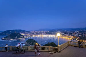 San Sebastian (Donostia), view of the bay after sunset, from a high terrace
