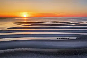 Vastness Prints: Sand bars at sunset and low tide with oyster beds