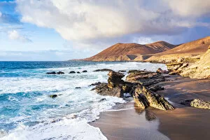 Absence Gallery: Sand beach Playa de la Solapa at sunset, Atlantic Ocean, Pajara, Fuerteventura