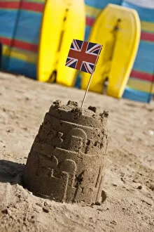 Images Dated 19th August 2010: Sand castle on Polzeath beach, Cornwall, England