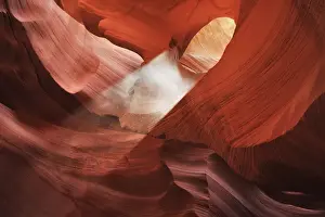 Subtropics Prints: Sandstone erosion landscape with sunbeam in Lower Antelope Canyon - USA, Arizona