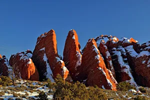 Eroded Prints: Sandstone fins in winter near the Fiery Furnace, Arches National Park, Utah, USA