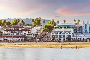 Santa Cruz Prints: Santa Cruz and the Beach framed with Palm Trees, California, USA