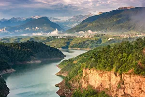 Brenta Prints: Santa Giustina at Sunrise in Non valley Europe, Italy, Trentino, Non valley, Revo