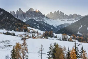 Santa Magdalena Prints: Santa Magdalena at sunrise in autumn Europe, Italy, Trentino Alto Adige region, Bolzano