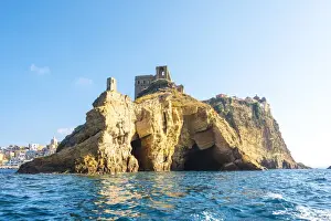Santa Margherita Nuova cloister and cliffs in Procida island, Gulf of Naples