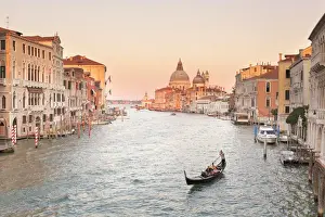 Santa Maria della Salute Basilica from Ponte dellaAccademia (Accademia Bridge) at sunset