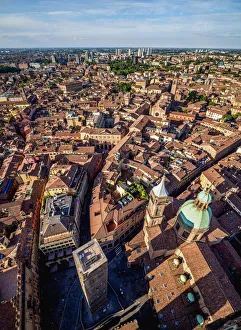 Santi Bartolomeo e Gaetano Church and Garisenda Tower, elevated view, Bologna