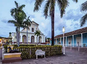 Villa De La Santisima Trinidad Prints: Santisima Trinidad Cathedral and Plaza Mayor at dusk, Trinidad, Sancti Spiritus Province