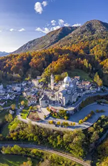 Sanctuary Prints: Santuario della Madonna del Sangue sanctuary in the town of Re during an autumnal sunset