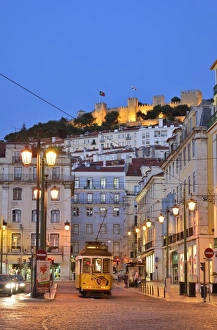 Sao Jorge castle and Praca da Figueira at the historic centre of Lisbon. Portugal Sao Jorge castle and Praca da Figueira at the historic centre of Lisbon. Portugal
