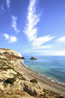 2 People Prints: Saracen Rock, Paphos, Cyprus, Eastern Mediterranean Sea
