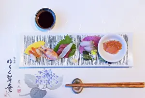 Inside Prints: Sashimi plate at Jozankei Yurakusoan Ryokan, Jozankei, Hokkaido, Japan