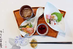 Inside Prints: Sashimi plate at Jozankei Yurakusoan Ryokan, Jozankei, Hokkaido, Japan
