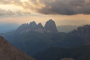 Trento Prints: Sassolungo group from Punta Penia at sunset, Marmolada group, Dolomites, Canazei