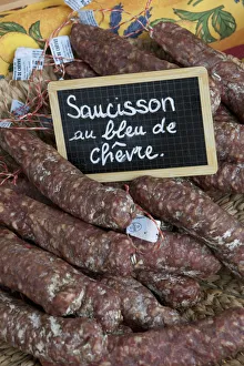 Goat Gallery: Sausage for sale in a market in rural Provence France