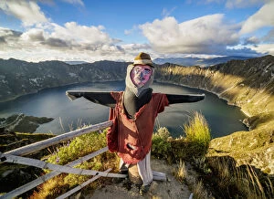 Volcanic Gallery: Scarecrow at the view point by the Lake Quilotoa, Cotopaxi Province, Ecuador