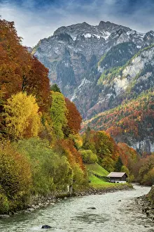 Bern Prints: Scenic autumn landscape, Wilderswil, Berner Oberland, Switzerland