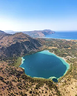 Adventure Gallery: scenic blue lake Kournas nestled between mountains and sea, Georgioupolis, Chania, Crete