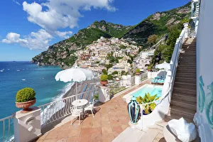 Sorrento Prints: Scenic Coastal Beach View Positano, Amalfi Coast, Campania, Italy