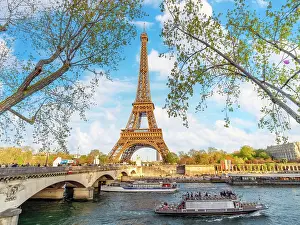 Paris Prints: Scenic Eiffel Tower and the Seine River in Spring, Paris, France