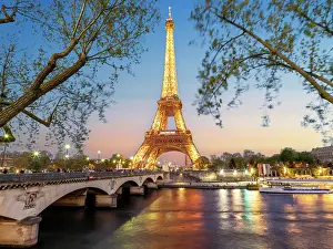 Paris Prints: Scenic Eiffel Tower and the Seine River in Spring, Paris, France