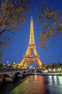 Paris Prints: Scenic Eiffel Tower and the Seine River in Spring, Paris, France