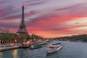 Paris Prints: Scenic Eiffel Tower and the Seine River in Spring, Paris, France